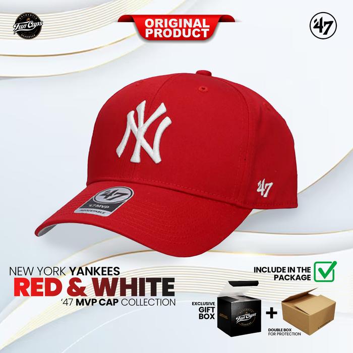 Topi 47 Original MLB New York Yankees MVP warna Merah Putih | FREE GIFT BOX
