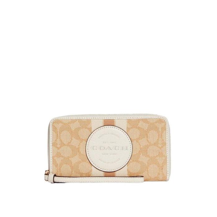 COACH Dempsey Large Phone Wallet In Signature Jacquard Light Khaki