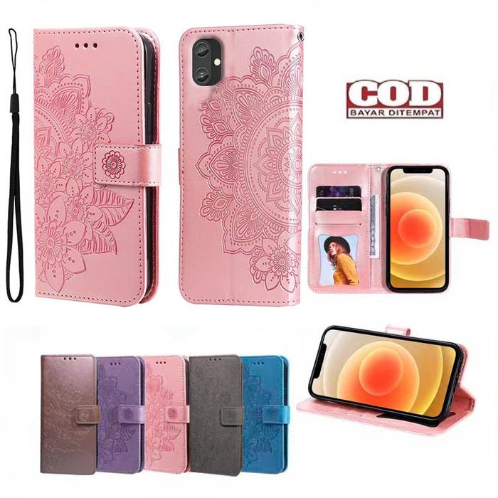 Samsung Galaxy A05 Leather Case Samsung A05S Casing dompet Flip Motif Bunga matahari PU Dompet Keran