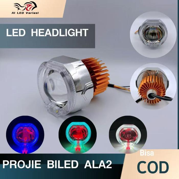 Projie Biled Cut Off mini 2.5 INCH  Lampu Tembak BILED 2.5inch Dengan Shroud + Devil Laser U27