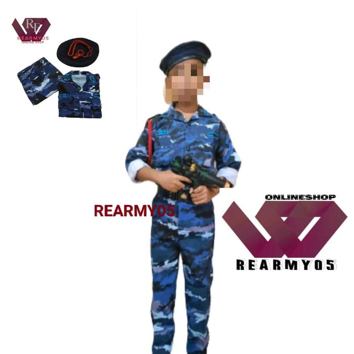 SERAGAM TNI AU ANAK LORENG FULL ATRIBUT Lengan panjang - TNI AU LORENG, s