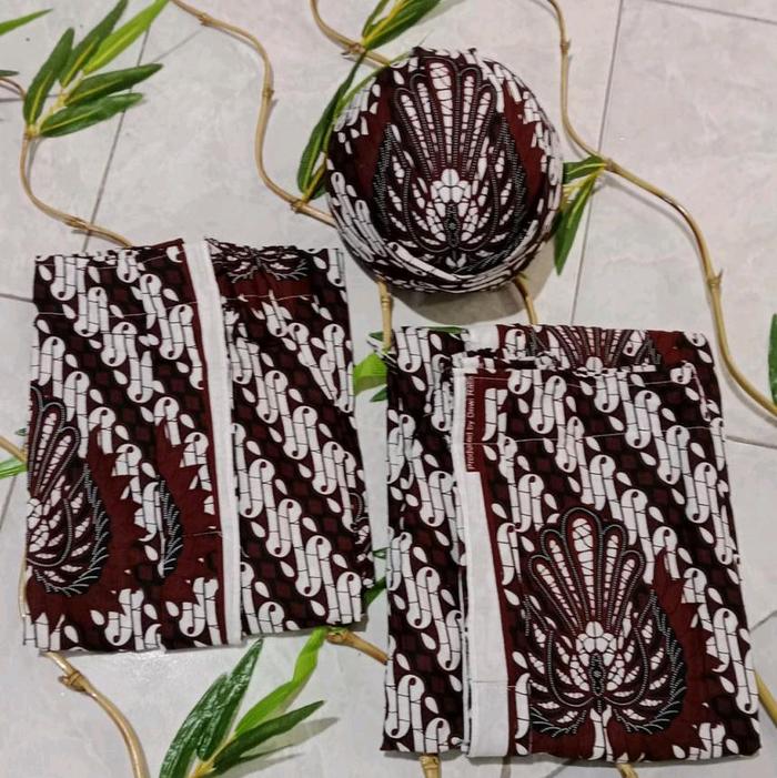 Kain 2 Fungsi Couple/Sarimbit/Kain Sudah Diwiru/2Kain 1 blangkon Motif Bervariasi