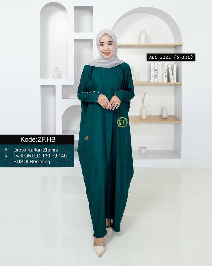Gamis Twill Elzhaf Kaftan & Abaya Motif Polos Original Premium