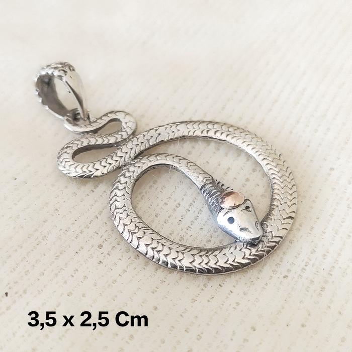 Liontin Pendant Mainan Kalung Motif Ular Snake Emas Perak Silver Bali Asli 925 Pria Wanita Keren