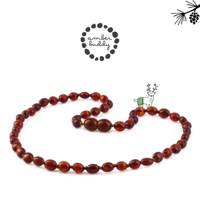 BERMUTU Amber Buddy | XO54C Kalung Amber Anak Cognac Glossy - 38cm Junior