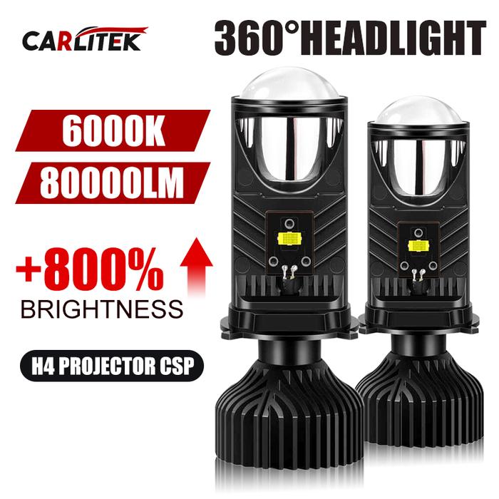 H4 LED Projector 80000LM 180W Car Headlight Bulbs Bi LED Lens