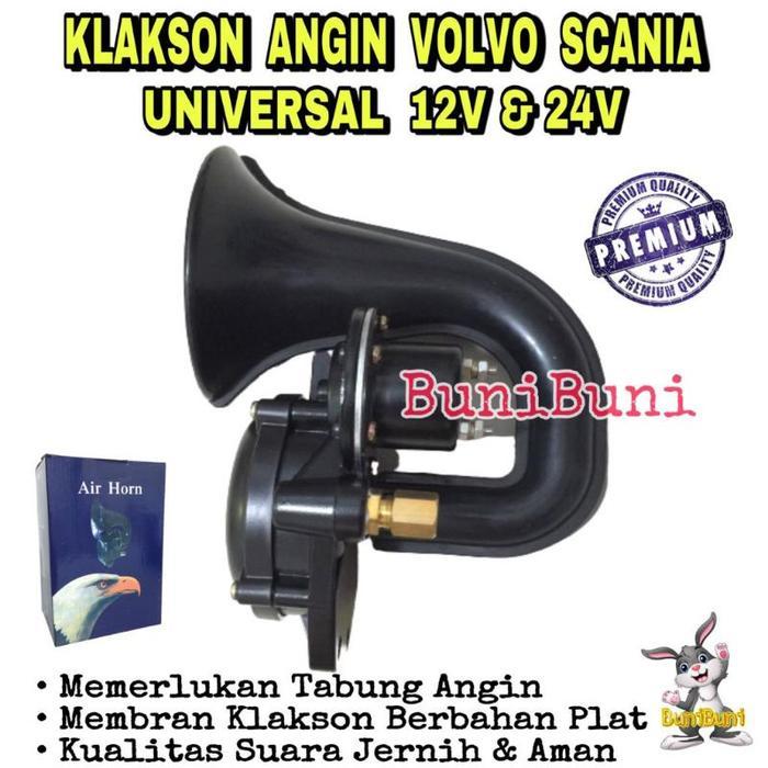 Klakson Angin Terompet Keong Model Volvo Scania Komplit Otomatis Untuk Mobil 12 Volt & Truk 24 Volt 