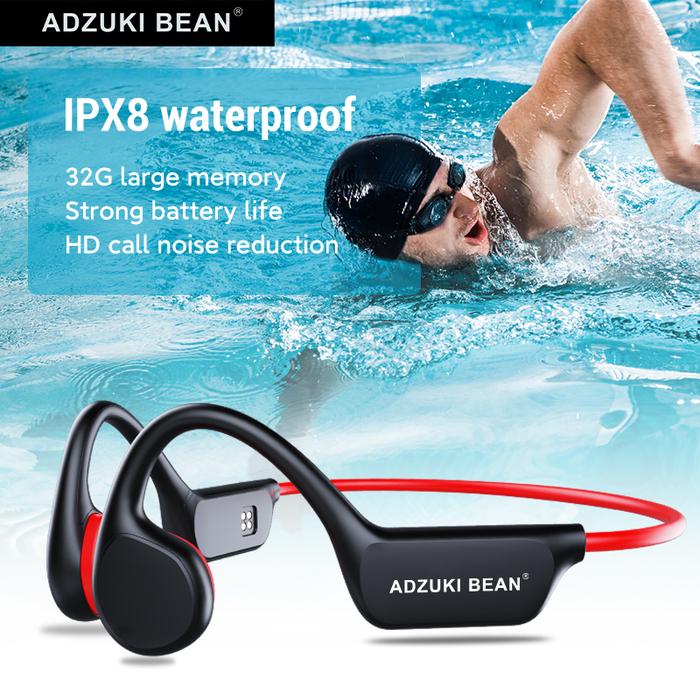 Adzuki bean Bone Conduction Earphone Bluetooth Wireless IPX8 Swimming