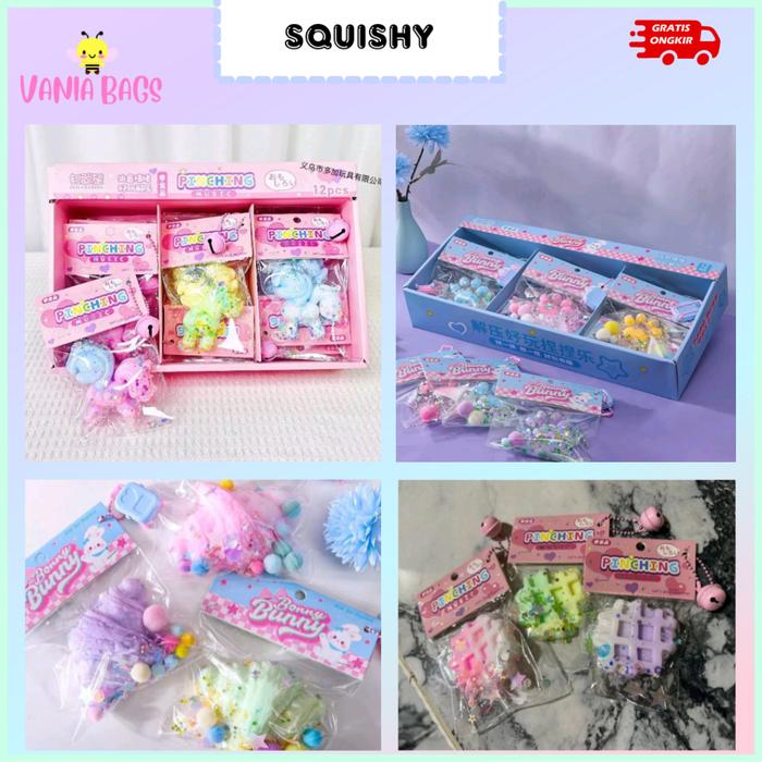 Mainan Squishy Taba Pencet Edukatif Bentuk Waffle dan Croissant Lembut