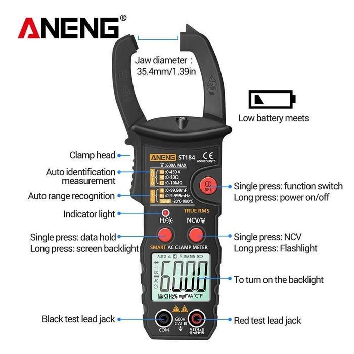 ANENG Digital Bluetooth Multimeter Voltage Tester Clamp - ST207