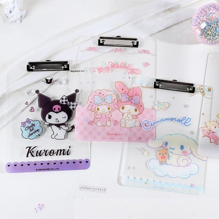 TOKKADO Sanrio Akari Clipboard Papan Jalan Alas Ujian Akrilik A4 Lucu