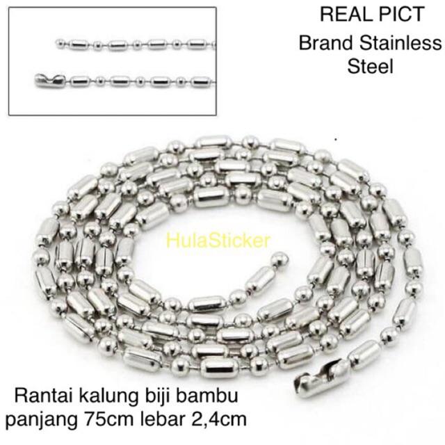 Kalung Rantai MCI / Kalung Titanium Biji Bambu 75cm [GROSIR & ECER]