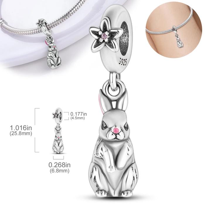 925 Sterling SIlver Animal Dinosaur Lion Wolf Tiger Rabbit Pendant Fit Charm Original Bracelet DIY F