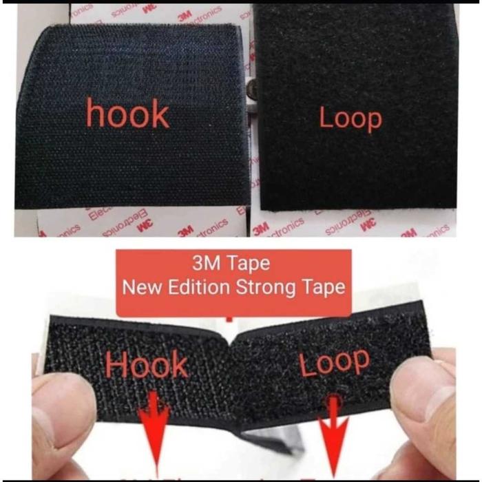 Perekat Double Tape Hook and Loop Lebar 2,5cm-5cm-10cm Panjang 10cm