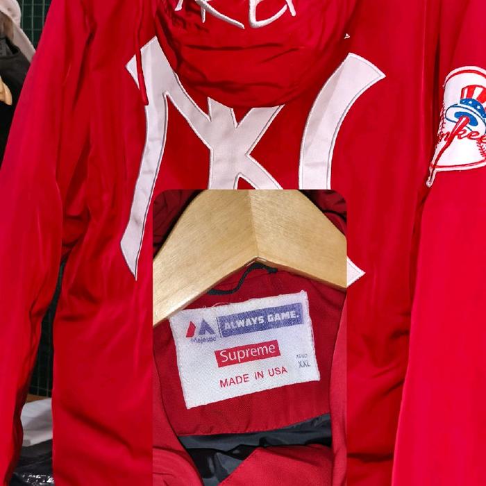 supreme jacket yankees majestic