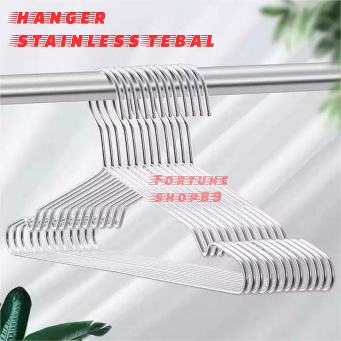 Hanger Baju Stainless Steel Gantungan Baju 32Cm 42Cm dan 45cm - 10 PCS