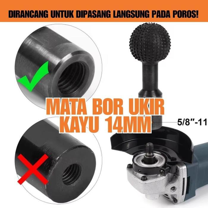 Mata Bor Ukir Kayu 14mm Bola Kepala Penggiling Poles Mesin Wood Gerinda Rotasi 100 Angle Pahat Carve