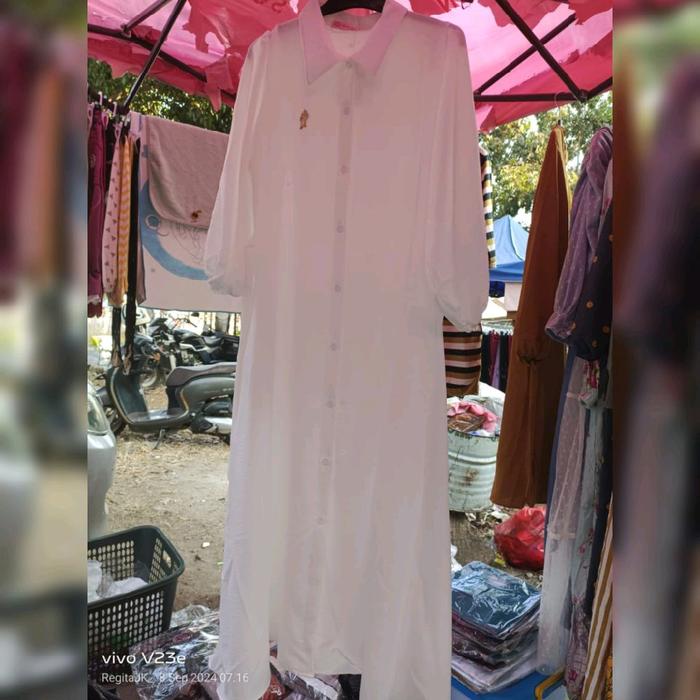 GPC015- gamis putih cringkel