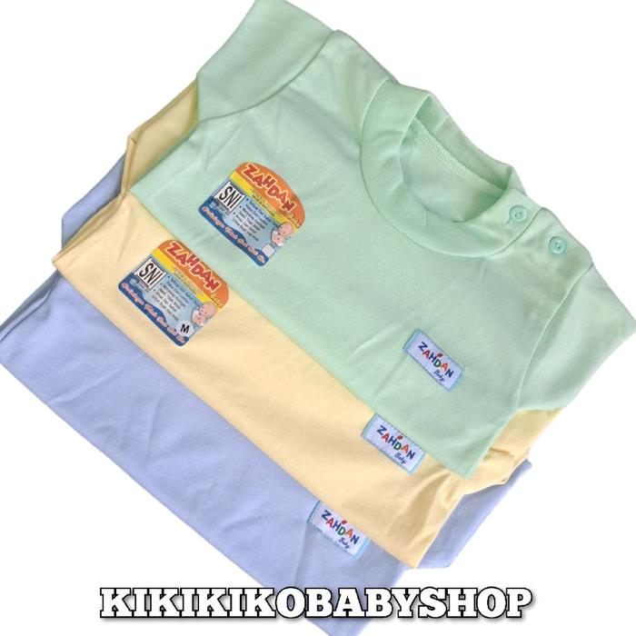 terbaru !! 6pcs oblong bayi harian pendek warna polos muda soft zahdan pake kancing pundak s m L xl