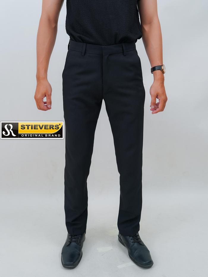 STIEVERS - Celana Kantor bahan Formal Hitam Slimfit - BLACK