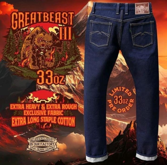 CELANA SAGE DENIM THE GREATBEAST III 33OZ Unsanforized Deep Indigo