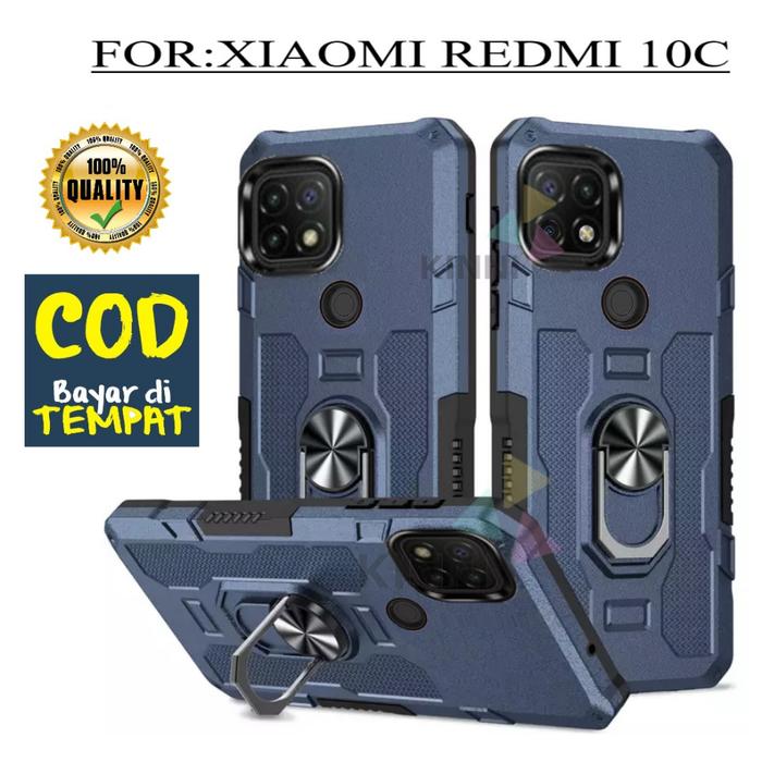 Casing Xiaomi Redmi 10c Hard Case Ring Armor Robot Case Kickstand Hybrid/Ring Holder