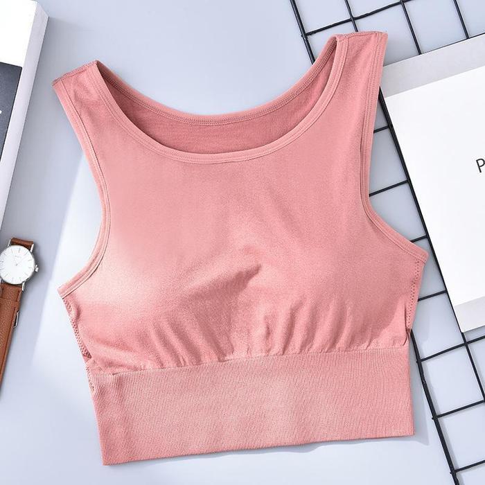BRA517 Bra Busa Bra Wanita Pakian Dalam Crop Top Bh Kemben Spandex Tank Atasan Singlet - Pink