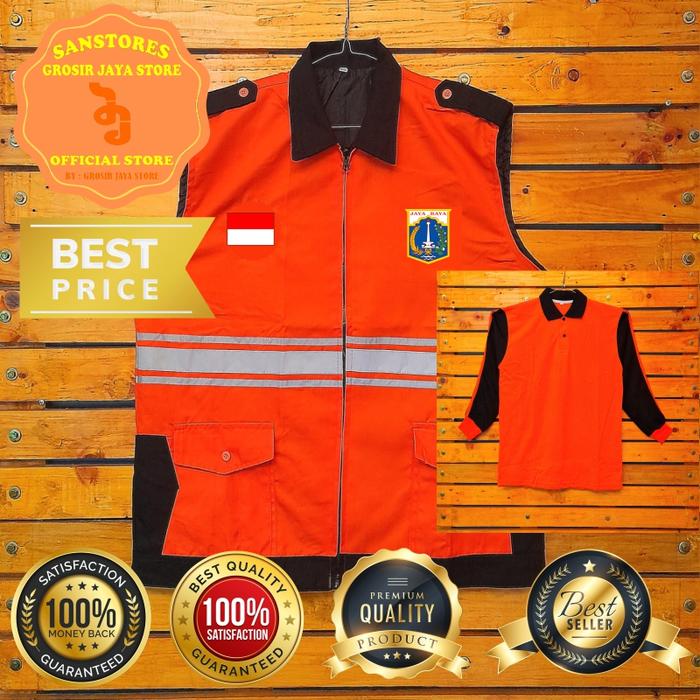 Rompi + Kaos Polos Lapangan Kerja PPSU / Emblem Bordier Non Jahit