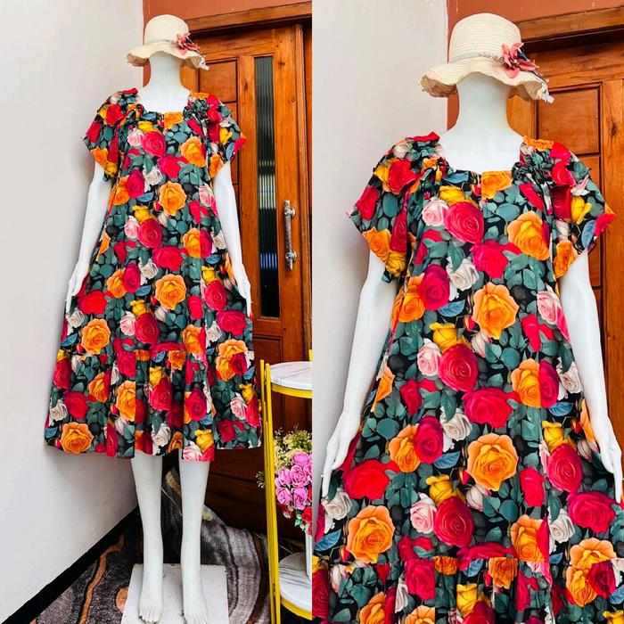 Daster Talia Busui Rayon Premium Tangan 2 Umpak Pundak Serut Tali Model Kekinian