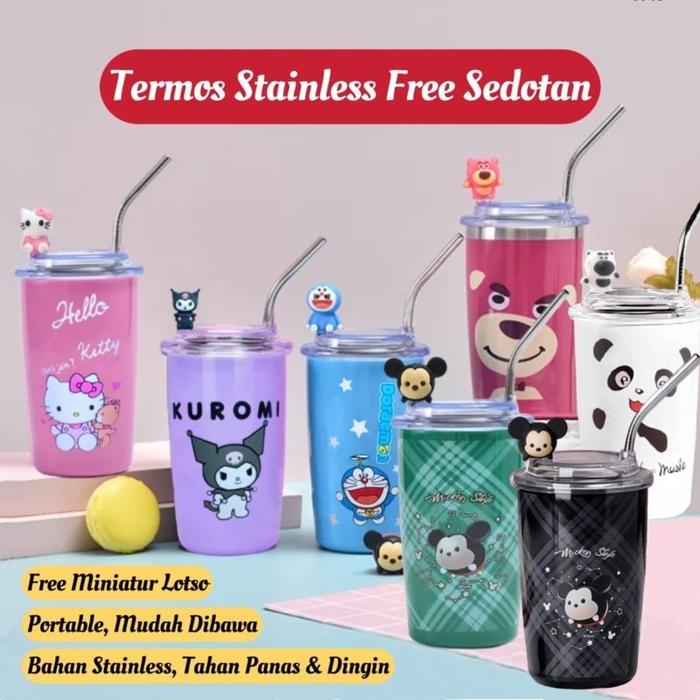 Strawberry Bear Termos Tumbler Lotso Strawberry Bear Termos Botol Minum Lotso Dengan Sedotan• Gilima