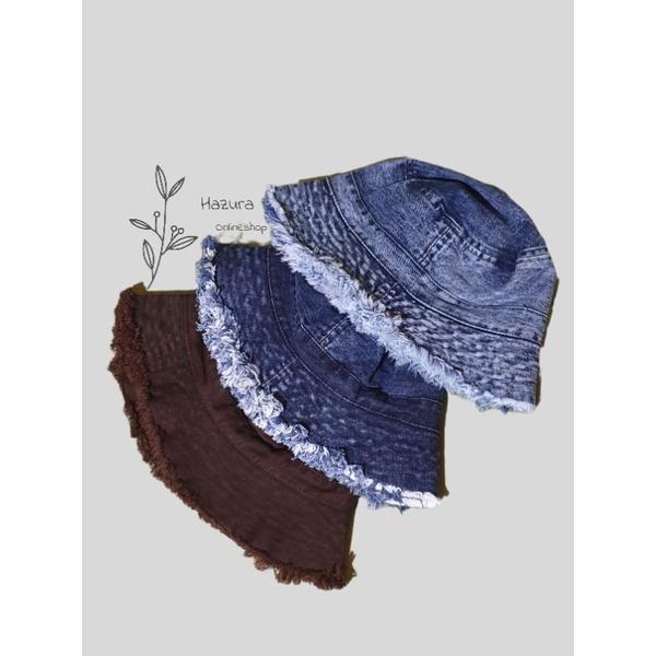 DENIM X BUCKET HAT RIPPED ENDS NEW FASHIONABLE