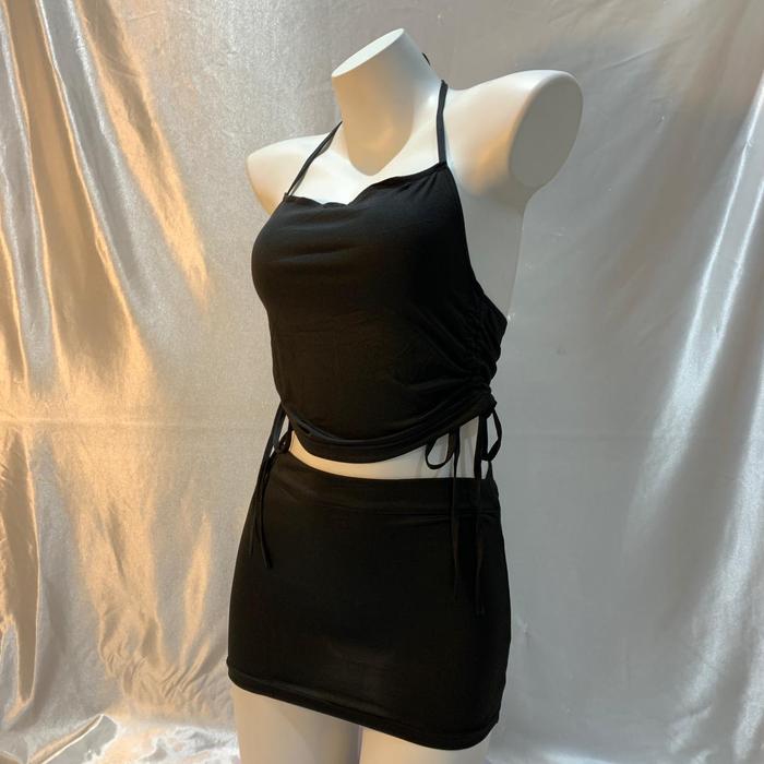 Lingerie Wanita Tanktop Mini Rok Set Transparant Babydoll A2200