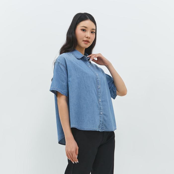 Geela Official - Gantari Ue Denim Shirt (G.1532) | Kemeja Wanita