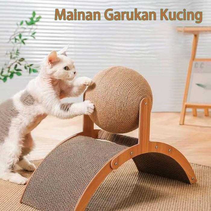 Mainan Garukan Kucing/Bola Goresan Kucing Vertikal Tahan Aus/ Bola Berputar/Multifungsi Garukan Kuci
