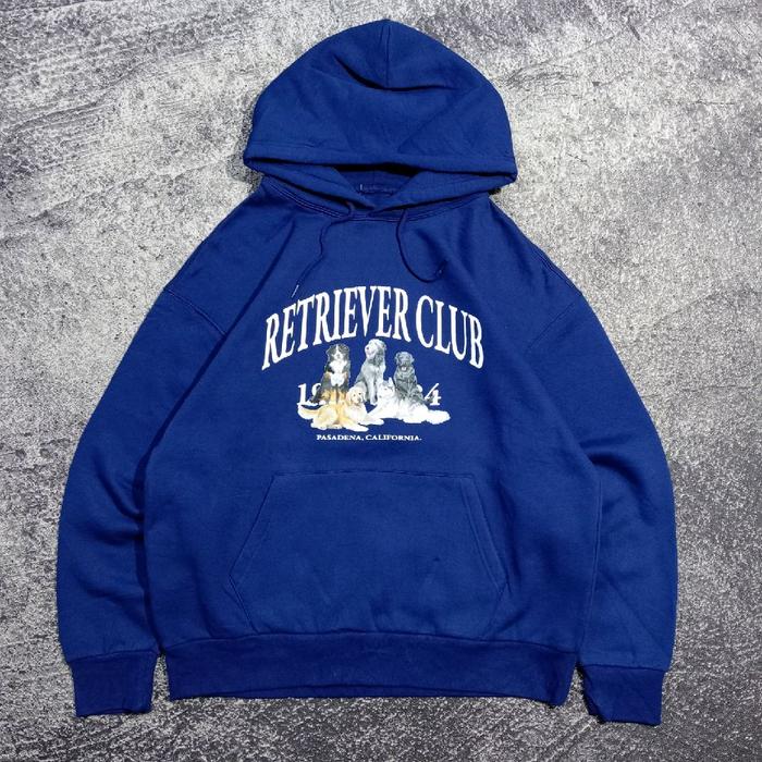 jaket Hoodie RETRIEVER CLUB logo sablon biru jaket casual murah size XL