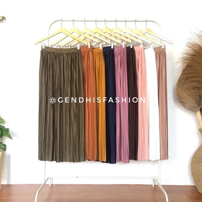 ROK PLISKET LURUS IMPORT- Rok Plisket Lurus Model H/ Rok Plisket Wanita Panjang Allsize Jumbo