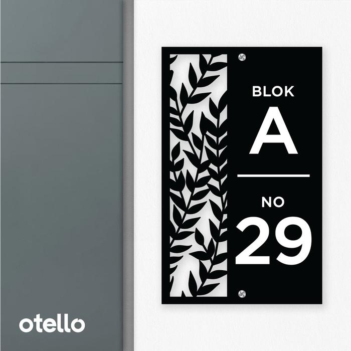 OTELLO PAPAN ALAMAT RUMAH CUSTOM NOMER NO RUMAH ACRYLIC AKRILIK LABEL NOMOR HOUSE NUMBER LABEL ESTET