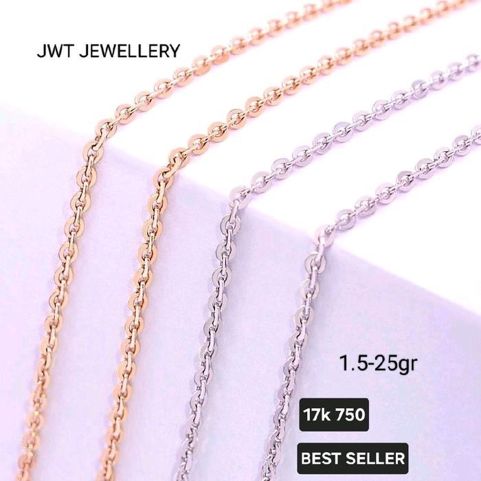 KALUNG EMAS PUTIH ROSEGOLD EMAS WANITA ITALY NORI/BVLgri - 75% 750 17k whitegold SUPER RINGAN 1 GRAM