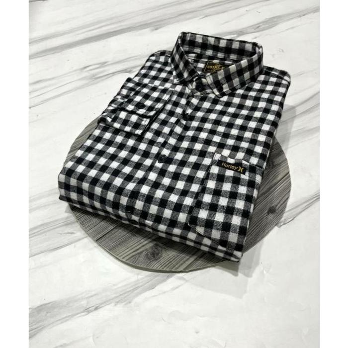 Kemeja Flanel Pria Lengan Panjang Kotak-Kotak Kecil Garis-Garis Distro Hem Premium
