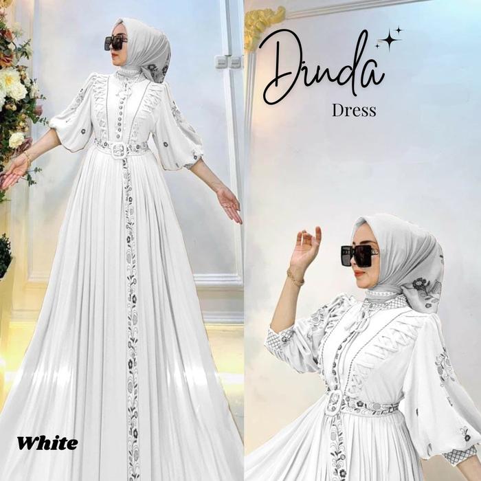 Terbaru Gamis Wanita  Muslim Dewasa Bordir Zura Dress Ceruty Baby Doll Full Puring Busui Friendly Fr