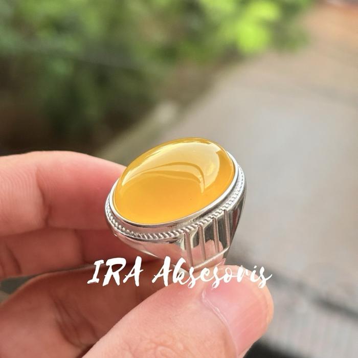 Cincin batu akik cempaka kuning dimensi jumbo