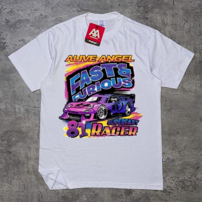 KAOS PUTIH DISTRO PRIA / BAJU DISTRO PREMIUM / KAOS NASCAR VINTAGE " FAST AND FURIOUS " / T-SHIRT VI
