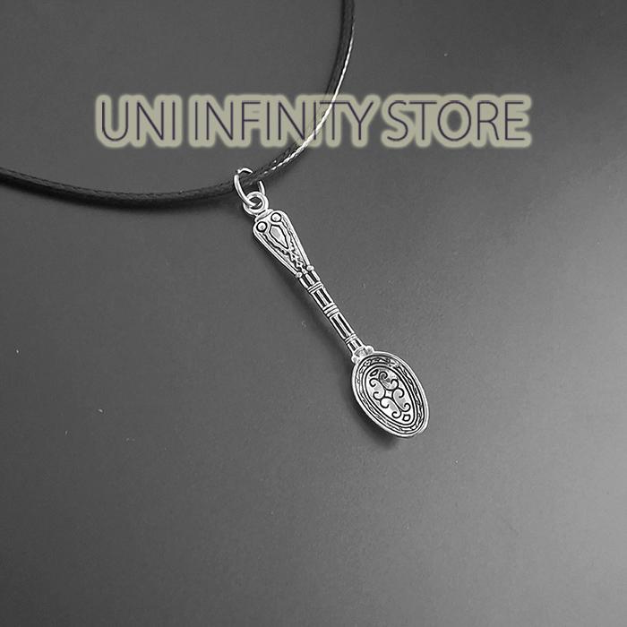 JWNE0581 Kalung Sendok Antik Perak Unisex Pria Wanita Silver Antique Retro Vintage Spoon Necklace