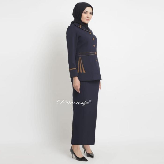 seragam pdh biru dongker princessfa/ seragam asn wanita biru dongker/ baju kerja wanita dongker rok 
