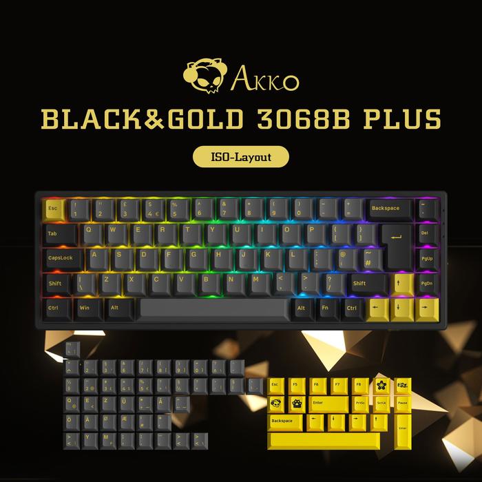 Akko 3068B Plus Black & Gold Custom Wireless Mechanical Gaming