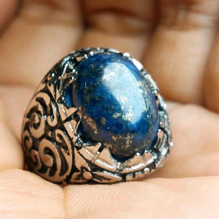 Cicin Batu Lapis Lazuli Asli natural / cicin pria elegan ring alpaka super elegan