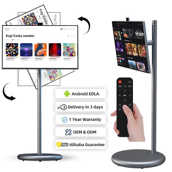 Ultra Hd Indoor Digital Signage 27 Inch Movable Smart Home Tv Ips Touch Screen Portable Smart Tv Ofd