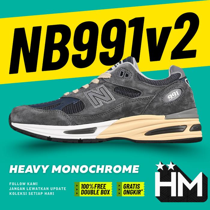 NB Balance 991v2 Grey Dark Gull Sneaker U991GG2 (Size 36-45)