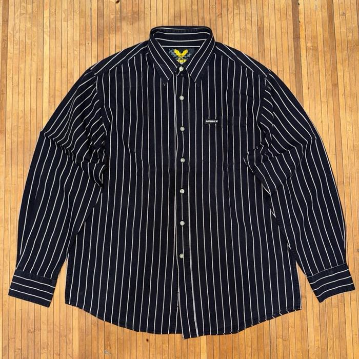 AVIREX ARMY MILITARY STYLE STRIPED BLACK WHITE LONG SLEEVE SHIRT alpha industries og 107 orslow