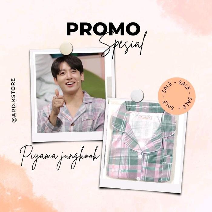 Piyama Jungkook Plus Freebies/Piyama Couple Jungkook/Piyama Jungkok bts/Piyama JK bts Baju Setelan P